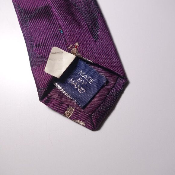 Vintage Ralph Lauren Duck Embroidered Silk Tie Hand Made In USA - Picture 5 of 6